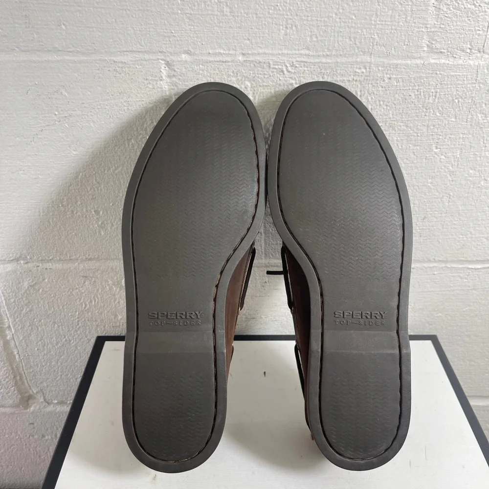 Sperry Top Sider 0195412 Brown Leather Boat Shoe 2 Eye‎ Slip On Men's Size 10 M